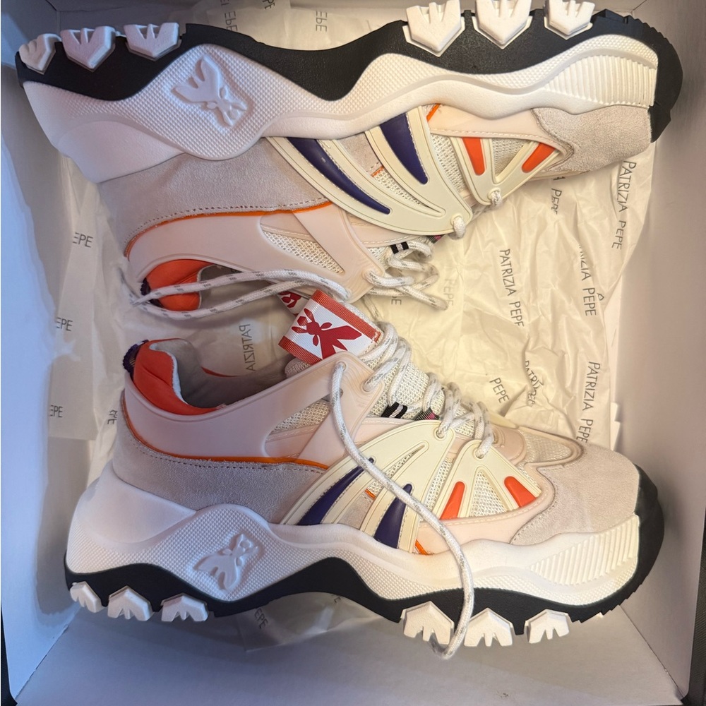 Patrizia Pepe Orange and Purple Accent Sneakers